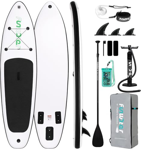 FunWater Aufblasbares Stand Up Paddle Board 10'–11'SUP Set mit Paddel & Pumpe, rutschfestes Eva-Deck,2 Person/Familie langlebig & stabil, ideal für Erwachsene & Einsteiger