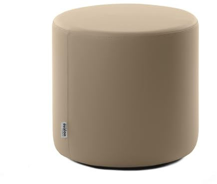 Avalon - Pouf Poggiapiedi Rigido CILINDRO Jazz in Ecopelle Deluxe, Puff Poggiapiedi Divano, Pouffe per Sedersi da Interno ed Esterno, Comodo Impermeabile e Resistente, Made in Italy (40cm-Tortora)