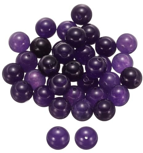 QUARKZMAN 50Pcs Pietre Naturali Perline 10mm Cristallo Viola Pietra Rotonda Gemma Sciolta Perline Vere Autentiche Lisce Sfere Perle Per Creazione Gioielli Bracciali Collane Orecchini DIY