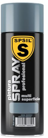 SPSIL Pintura Spray Brillante Gris Medio(pack of 1) 200ml, Metal Secado RápidoPintura Profesional Interior Exterior, Aplicación Fácil en Madera Plástico, DIY Decoración Muebles Automóviles