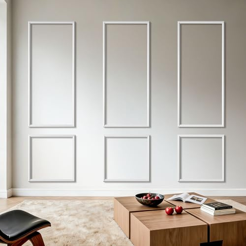 VEVOR Kit Moulure Murale Prédécoupée 3 Lots Cadres Moulure Murale Large 61x137 cm 61x61 cm pour Décoration Intérieure Salon Chambre Couloir, Prêt à Poser, Polystyrène Léger à Peindre, Étanche, Blanc