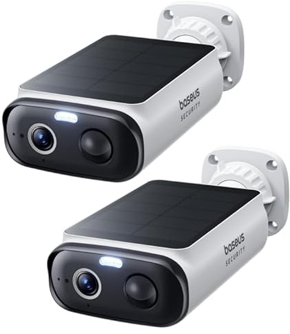 Baseus Security S1 Lite, telecamera di sorveglianza esterna, batteria solare Wi-Fi, IP67, resistente alle intemperie, sorveglianza senza fili, per esterni, 2 K, 135°, visione notturna a colori, senza