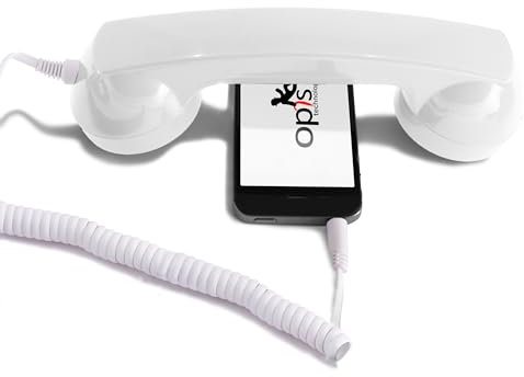 Opis 60s Micro: Retro Telefonhörer für Handy mit USB-C Adapter als Retro Headset für Android Smartphone und für iPhone 15 und Neuer in Weiß