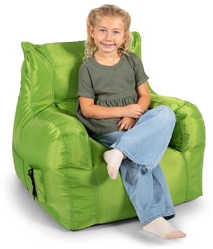 Big Joe Dorm Bean Bag Chair with Drink Holder and Pocket, Spicy Lime Smartmax, Durable Polyester Nylon Blend, 3 feet