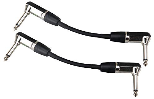 2er Set Pronomic Stage INST-A-015 Klinkenkabel (6,3 mm Winkelstecker, Patchkabel, Steckverbindung für Effektgeräte, Länge 0,15 m) Schwarz