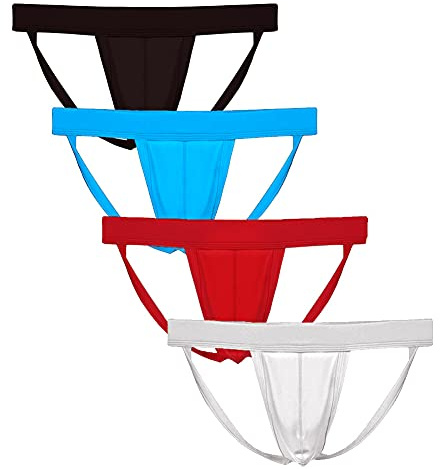 Sommarkod män sexiga stringtrosor med utbuktning bikini jockstrap elastisk stringtrosa, 4-pack blandning 2, S