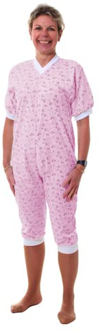 Texsan Grenouillère adulte éco JC/MC - Fleurette rose, Taille 2 (S/M)