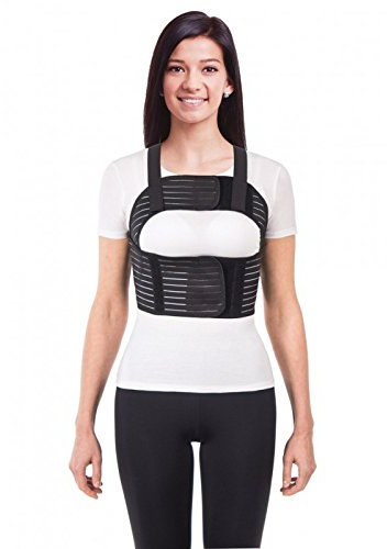 TOROS GROUP MANUFACTURE Ceinture thoracique orthopédique pour femme Soutien de cage thoracique Corset de côtes Brace élastique respirant Noir Medium