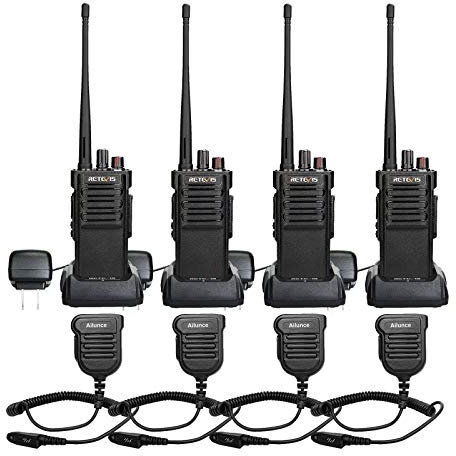 Retevis RT29 Two Way Radio Long Range, Heavy Duty Walkie Talkies with Waterproof Speaker Mic, 3200mAh, Emergency Radio for Construction, School Security Patrol (4 Pack)