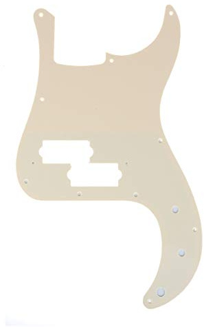 Musiclily Pro 10 Löcher P Bass Pickguard Schlagbrett MIJ 1 lagig Crème | für 4-Saiter Fender Japan Precision Bass