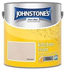 Johnstone's - Matt Kitchen Paint - Oatcake - 2.5L | Matt Finish, Suitable for Kitchen Walls & Ceilings, Grease & Stain Resistant, 25x Tougher Than Standard Paint, Water Based