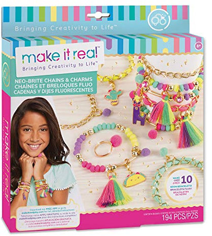 Make It Real Bracelet Making Kit with Neon Bracelet Beads - Girls Friendship Jewellery - Arts and Crafts for Kids