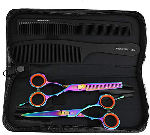 Friseurschere und Haustierschere, 14 cm, 15,8 cm, Haarschere und Tierhaarschneidewerkzeug, sehr günstige Schere, gute Qualität (Farbset)
