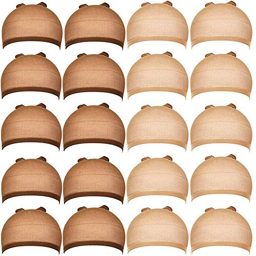 Perücke Kappen Caps,12er-Pack Perücken Kappen Nylon,6pcs Braun Perücken Kappe + 6pcs Nackte Perücken Kappe, Elastische Haarnetz für Frauen und Männer