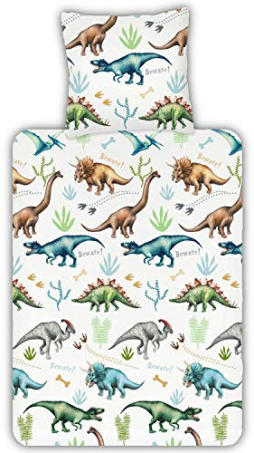ESPiCO Bettwäsche Trendy Bedding Dinos Dinosaurier Dino Saurier Knochen Schnabel Flügel Tiermotiv Reptilien Renforcé, Größe:135 cm x 200 cm