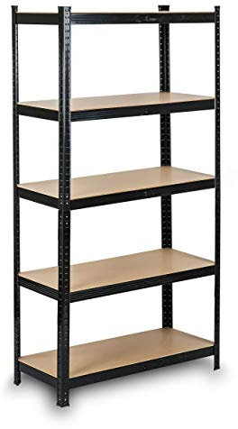 Humberg Regal Kellerregal Lagerregal Schwerlastregal mit Stahlgestell Metall Belastbar bis 750 kg 5 Ablagen 150 x 75 x 30 cm Schwarz