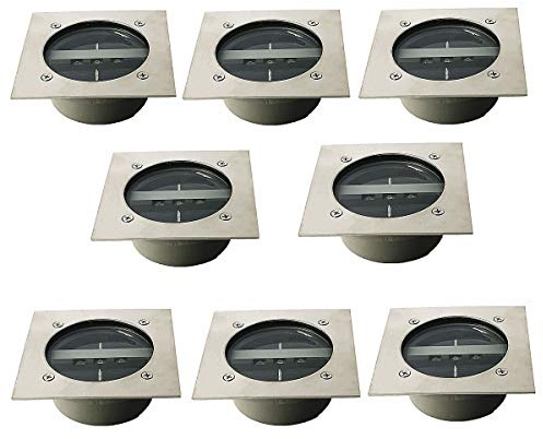 TOSHIN 8er-Set Solar Bodenleuchten Garten 3 LED Solarleuchten Solarlampe Dekoration Lichter IP65 Wasserdichtes Gartenleuchte für Draussen Garten und Terrasse (Eckig, Kaltweiss)