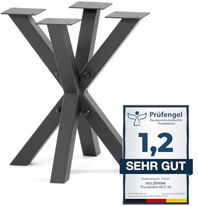HOLZBRINK Tischgestell Spider | Massive Tischkufen/Tischbeine Metall Schwarz für Couchtisch, Esstisch, Schreibtisch, Konferenztisch | 1 Stück Tisch-Füße 40x40 cm | Höhe 43 cm