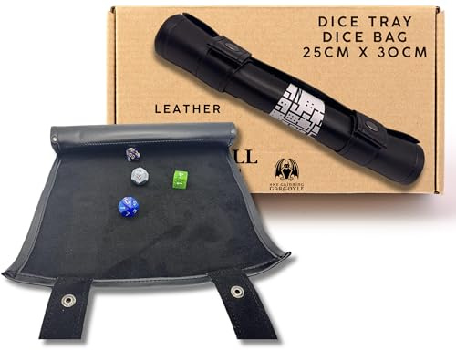 The Grinning Gargoyle Faltbare Gaming-Scroll – Würfelaufbewahrung und Rolltablett – DND Faltbare Matte für jeden Würfel oder Brettspiel – Schwarz