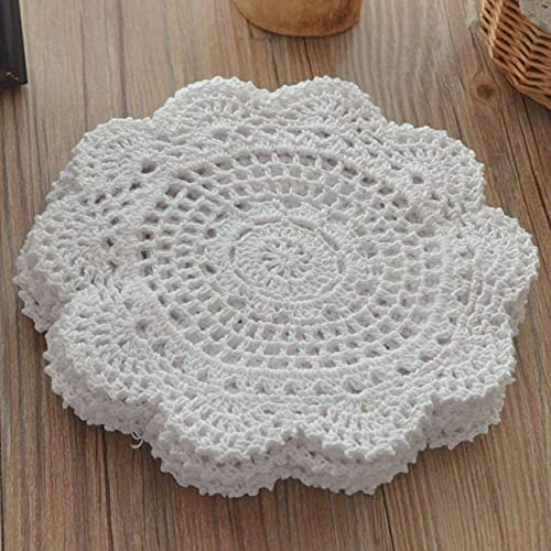 SouthMage 12 Hand Crochet White Round Lace Doilies Lot for Table Wedding Coasters