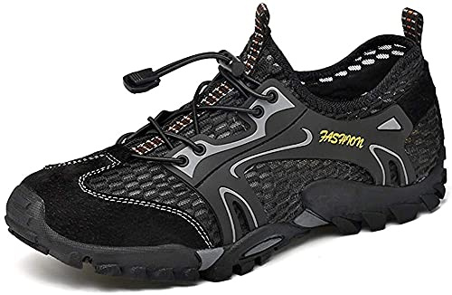 Asifn Mesh Schuhe Herren Sandalen Herren Atmungsaktiv Leichte Schuhe Außenbereich Wandersandalen Barfuß Training Wasser Walking Turnschuhe （Schwarz,49/50 EU,50 Markengröße