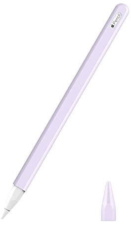 MoKo Silikon Hülle Kompatibel mit Apple Pencil Pro/2. Gen, Taro Violett | [2 Stück] 1 Stifthülle und 1 Spitzehülle mit Magnetischer, Aufladung/Doppelklick Touch Funktion