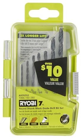 Round Shank Black Oxide Drill Bit Set. 7 Piece