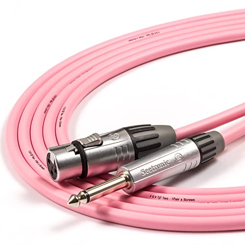 Tourgrade Mic Lead. foxTWO Cable, Female XLR to Mono TS Jack Patch Cord [25m, Pink]