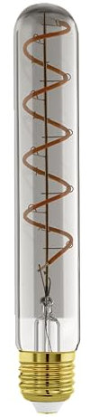 Eglo Dimmable E27 LED tube, vintage spiral filament light bulb, Edison lamp for retro lighting, smoked glass, 4 watt, 50 lumen, warm white glow, 1700 Kelvin, T30, Ø 1.2