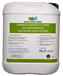 Rilit GreenGrass Water Rasen Farbe natürlich grün zum sprühen bei Trockenheit und braunen Flecken Made in Germany; 5 Liter