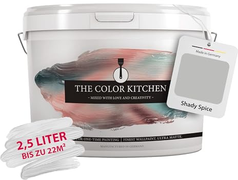 Livingwalls THE COLOR KITCHEN universelle Wandfarbe - Malerfarbe für Wohnräume und Arbeitszimmer - matte Innenfarbe in Grau - 2,5l Deckfarbe in TCK1004
