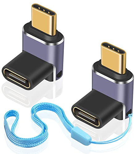 Duttek 240W adaptateurs USB C vers USB C, USB C 90 Degree Adapter, Type C 40Gbps Extension Supports 8K@60Hz, Compatible for Thunderbolt 3/4, Switch, MacBook, Laptop and More Type C Devices(2 PCS)