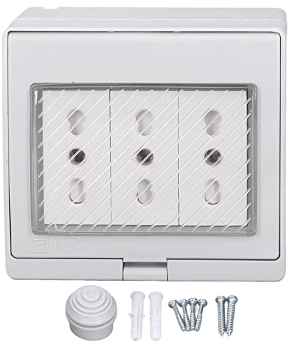 Tyenaza Presa a Muro Impermeabile, 110‑250V Alloggiamento Ignifugo Antipolvere IP55 Presa a Muro a 3 Porte per Spina Italiana da Esterno