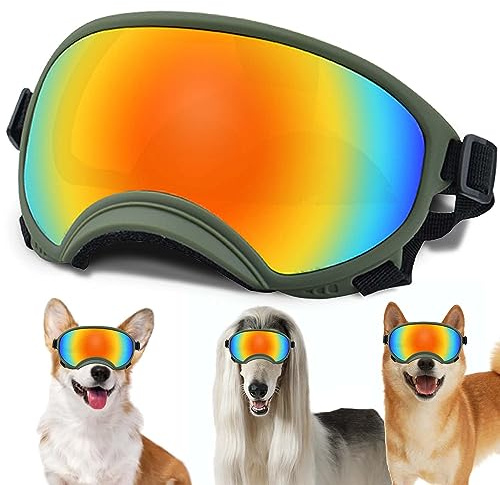 Mittelgroße Hundesonnenbrille mit verstellbarem Riemen, UV-Schutz, Winddichte Hundewelpen-Sonnenbrille, geeignet für mittelgroße Hunde, Augenschutz für Hunde, weiche Hundeschutzbrille