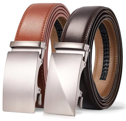 TANGCHAO Gürtel Herren, Automatik Ratschengürtel 35mm breit ohne Löcher | Herrengürtel stufenlos verstellbar für Business Anzüge, Alltag & Freizeitjeans, schwarz & braun Farben, Länge 115–145 cm
