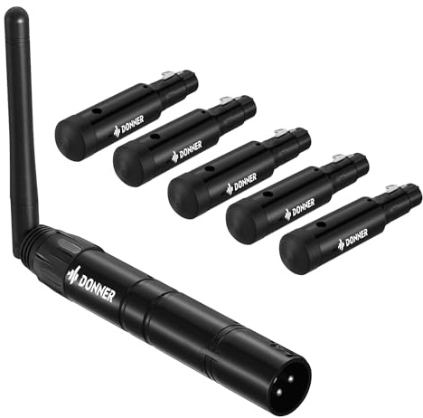 Donner Wireless DMX512 Transmitter Receiver DJ 2.4G DMX Wireless Controller 5 Receivers with Built-in Battery & Light Dome & 1 Transmitter for LED Stage Disco Party Bar, Stage Lighting Control 6PCS