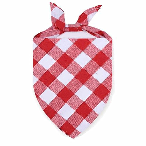 SHTGOI 2 Stück Hundehalstuch Klassisches Kariertes Halstuch Baumwolle Bandanas Einstellbares Dreieckstuch Hunde-Taschentücher Schal für Kleine Mittelgroße Hunde Katzen Haustiere Rosa-weiß M