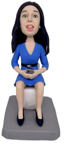 mydedor Benutzerdefinierte Bobbleheads Figur,Dame in rosa Haut sitzt auf der Toilette Wackelköpfe lebensechte Figur,Personalisierte Figur für Auto Armaturenbrett Sammlerstück Puppe für Frau Boss