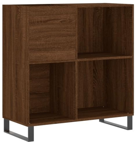 vidaXL Armoire à Disques, Support de Tourne-Disque, Armoire Latérale avec Rangement, Buffet de Salon, Moderne, Chêne Marron Bois d'Ingénierie