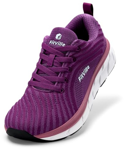 FitVille Womens Wide Fit Trainers Lightweight Sneakers | Breathable, Washable, Arch Support, for Gym Fitness, Jogging Walking