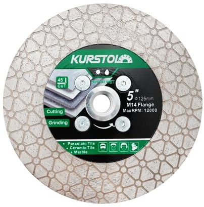 KURSTOL Diamant-Trennscheibe 125mm x M14 - Diamant Fliesentrennscheibe zum Schneiden und Schleifen von Keramikfliesen, Porzellan, Granit, Marmor