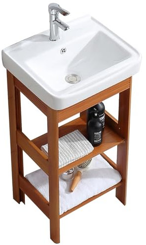 Keramik handwaschbecken spültisch einzelbecken badezimmer waschbecken universalspüle Spülbecken für eine Waschküche,Mit Wasserhahn,Überlaufloch,Zubehör,geeignet für Badezimmer,Gästezimmer (Size : 43*