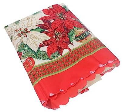 Ciieeo Weihnachtstischdecken für Esstische Couchtische und Beistelltische mit Blumenmuster Leicht zu Waschen und Wiederverwendbar