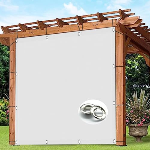 Sonnensegel Sonnenschutz Windschutz 2.5 x 5.5 m Markisenstoff Balkonverkleidung Balkon Terrasse 95% Uv-Schut Windschutz Reißfest Im Viele Größe Und Farben mit Kordel, Weiß