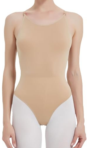 zffriction Ballett Trikot Damen Ballettanzug Camisole Nahtlose Turnanzug BallettKleidung Tanzen Unterwäsche mit Verstellbaren Trägern (M,Nude)