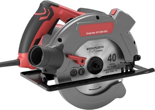 Sega circolare Seghe circolari potenti da 1500 W con cingolo Sega circolare compatta da 5000 giri/min con 2 lame (24T+40T) 7-1/4'' e chiave a brugola Sega elettrica con regolazione smussata 0-45° (Si