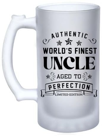 Getagift World's Finest Uncle, Uncle Gifts for Father's Day, 16oz Frosted, Tankard, Stein, Pint Beer Glass/Mug.