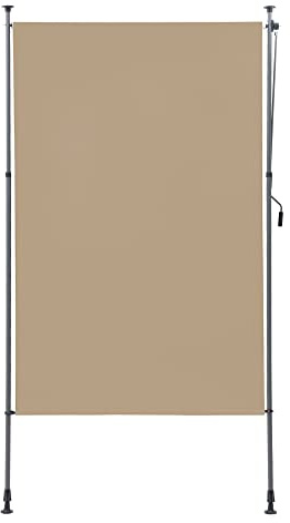 BelleMax Senkrechtmarkise Balkon außen ohne Bohren, 150x270cm Vertikalmarkise Balkonrollo Außenrollo Mit Kurbel, Markise für Terrasse, Sichtschutz Sonnenschutz Windschutz und Wasserfest Khaki