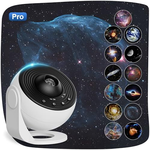 Lysumurl Galaxy Projector Pro, 13 in 1 Planetarium Star Projector with 12 Film Discs, 360° Starry Sky Night Light Nebula Lamp, Celestial Night Light for Adults Kids Bedroom Decoration