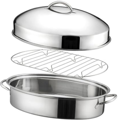Sharplace Fish Poacher Baking Tray 16in Cookware Portable Kitchen Pot Comfortable Handle Food Steamer Roasting Pot Cornbread Vegetables, A